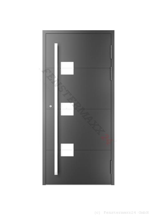 Drutex ALU Haustür 1400 x 2400 (Gesamt mit Zusätzen: B 1400 x H 2400) Innen: Anthrazitgrau, - RAL 7016 Matt Aussen: Verkehrsweiß - RAL 9016 Matt