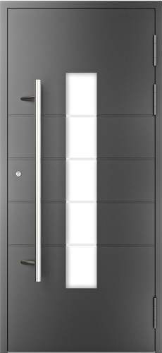 Drutex ALU AktionsHaustür 1100 x 2100 (Gesamt mit Zusätzen: B 1100 x H 2100) Innen: Anthrazitgrau - RAL 7016 Aussen: Anthrazitgrau - RAL 7016