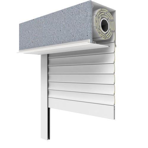 Drutex Vorsatzrollladen 1510x2700 mit Fernbedienung | Führungsschiene und Kastenfarbe: RAL 9007 | Panzer und Endleiste: Grau Aluminium