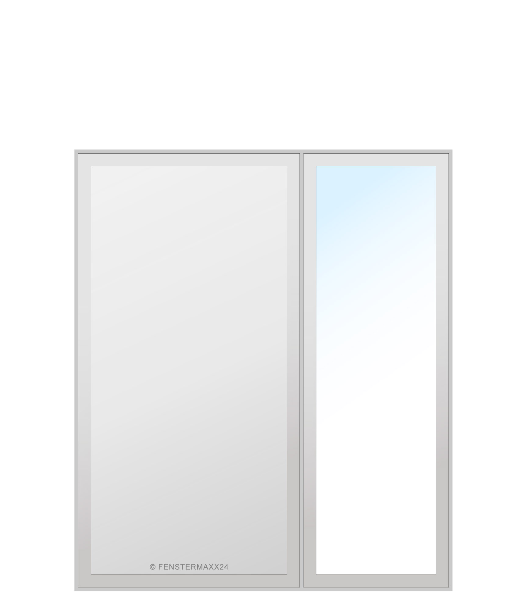 Drutex PVC Nebentür 900 x 2240 (Gesamt mit Zusätzen: B 1530 x H 2240) Innen: Weiss (ohne Dekorfarbe) Aussen: Weiss (ohne Dekorfarbe)